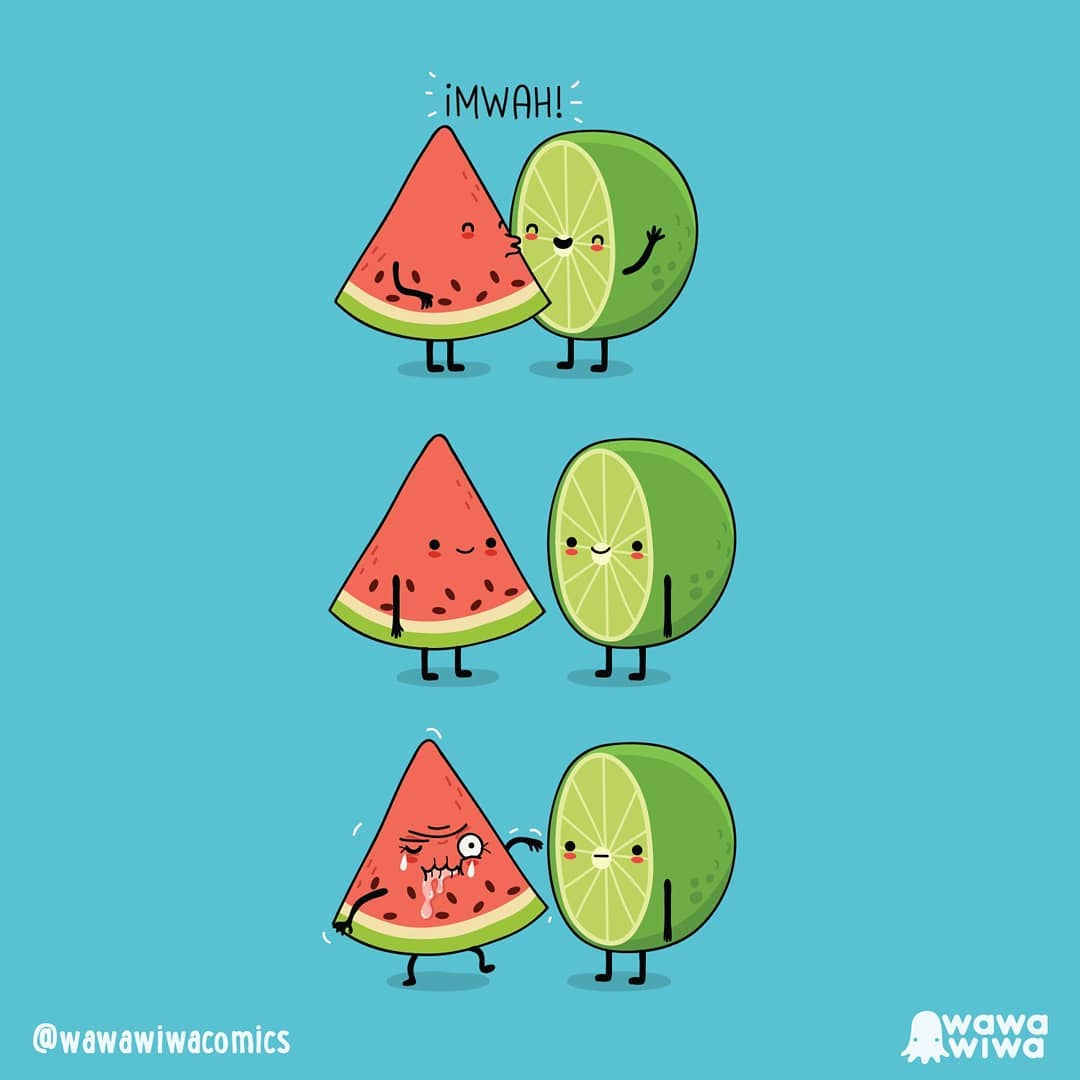 comic about melon and lemon kissing 