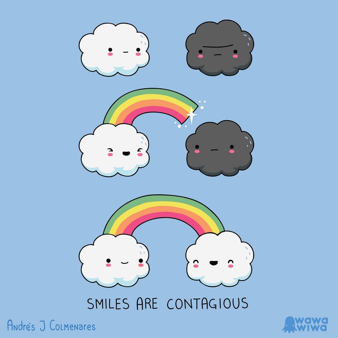 comic of clouds smiling 