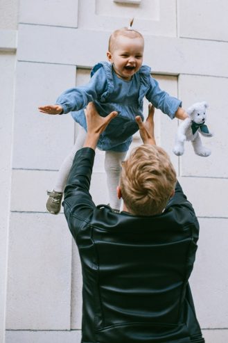 father and child having fun