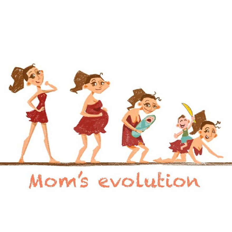 comics of an evolution of a mom