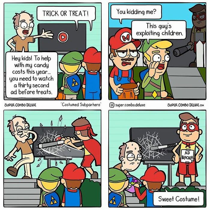 comics about a man offering candies to kids with a condition 