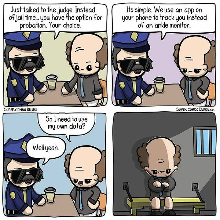 comics about a prison officer talking to an inmate
