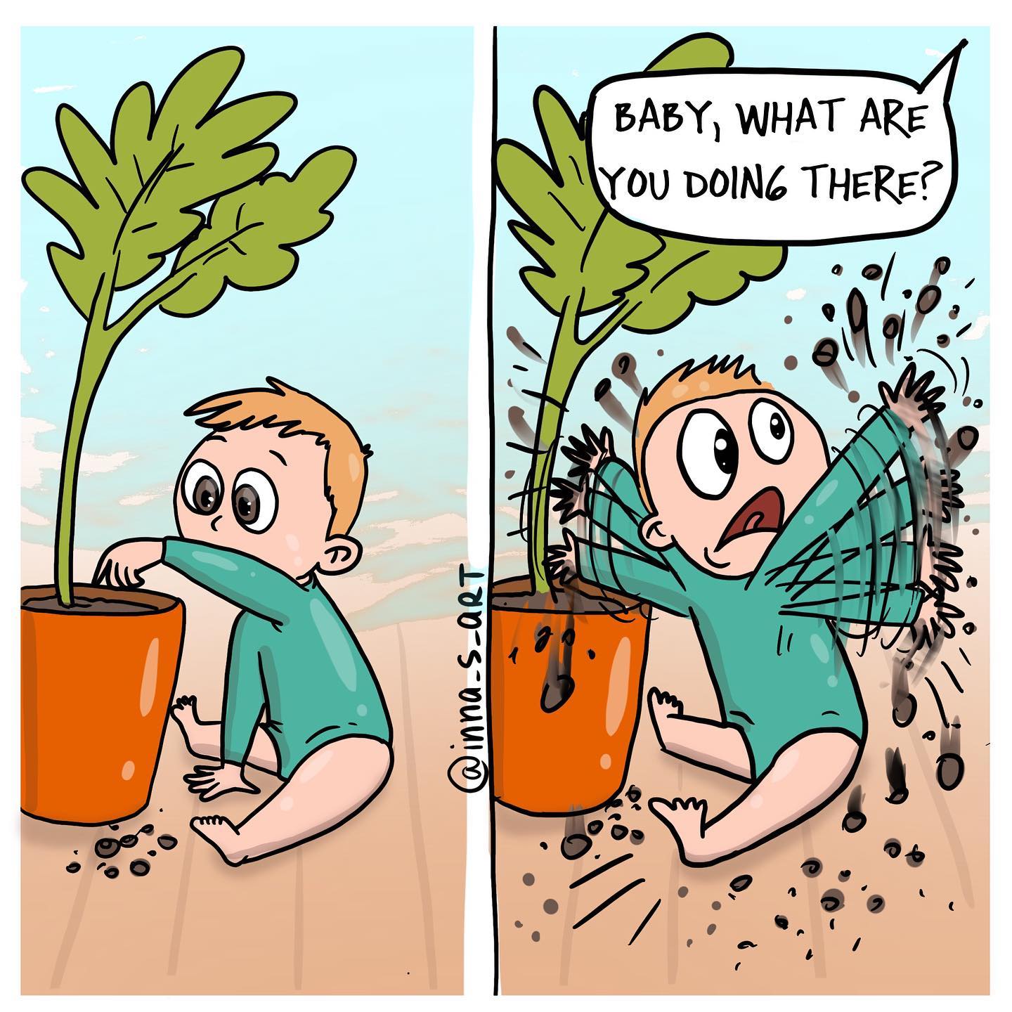 comics about a child playing with the plants 